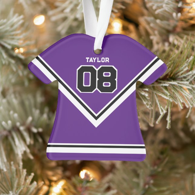 Joueur Jersey Numéro Nom Purple & Blanc Noël (Arbre)