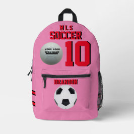 Joueur, numéro d'équipe, rose, sac à dos de footba