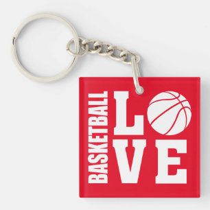 Joueurs de basket, Rouge, BASKETBALL LOVE Key Ring