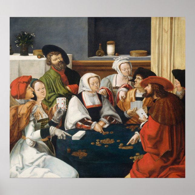 Joueurs de cartes - Poster d'art fine Lucas van Le (Devant)