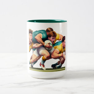 Joueurs de rugby Mug à deux tons