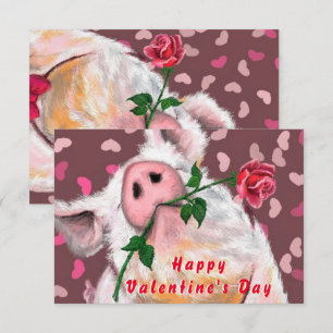 Joueuse carte de Saint Valentin Rose de porc Gentl