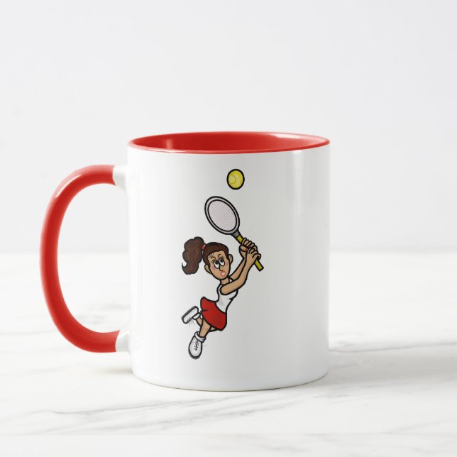 Joueuse de tennis de cheveux Brown foncé Mug (Gauche)