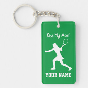 Joueuse de tennis porte - clé de nom personnalisé