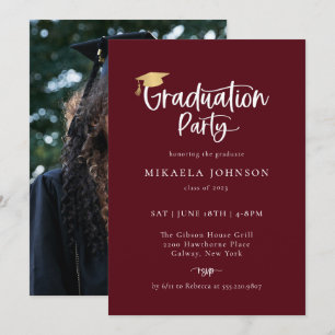 Joueuse Script Graduation Party Photo Invitation