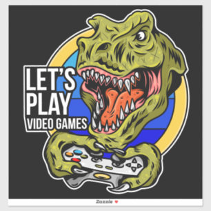 Jouons à des jeux vidéo Sticker Dinosaur