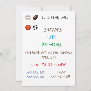 "JOUONS AU BALLON" CARTES D'INVITATION D'ANNIVERSA