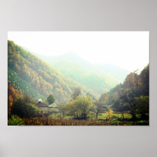 Jour d'automne Village Mountain Photo Poster Papie