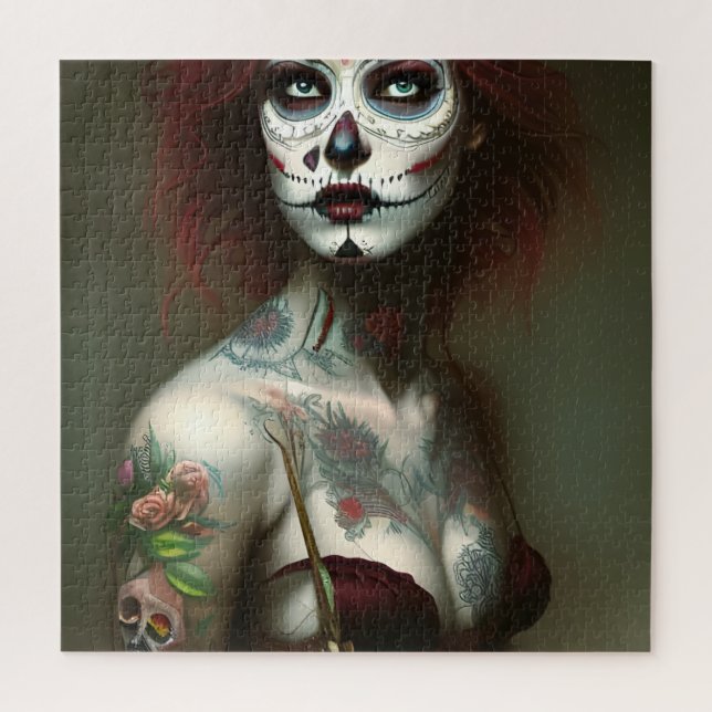 Jour de la femme morte avec un puzzle de tatouages (Vertical)