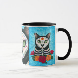 Jour de la mort chat sucre crâne art Mug