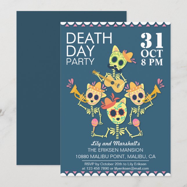 Jour de la Mort Halloween Fête Invitation (Devant / Derrière)