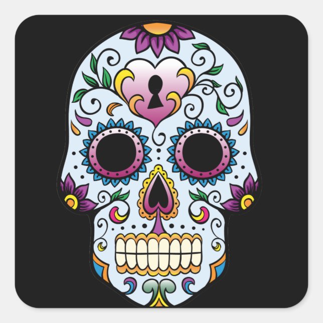 Jour de la mort Sticker crâne bleu sucre (Devant)
