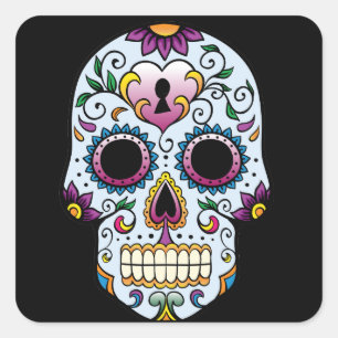 Jour de la mort Sticker crâne bleu sucre