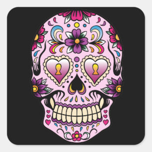 Jour de la mort Sticker crâne rose sucre