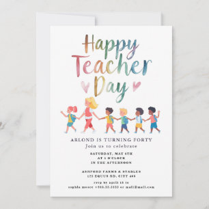 Jour de l'enseignant heureux Invitation anniversai