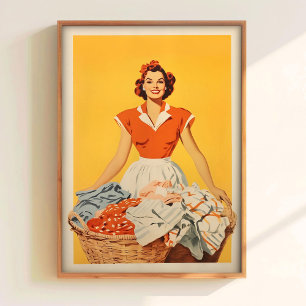 Jour de lessive Impression Heureuse femme au foyer