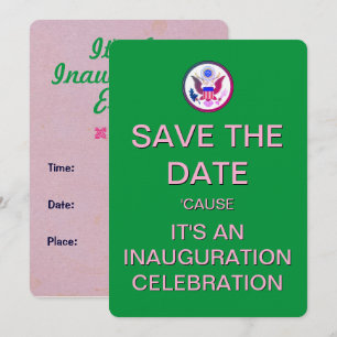 Jour de l'investiture Pink Green Invitation