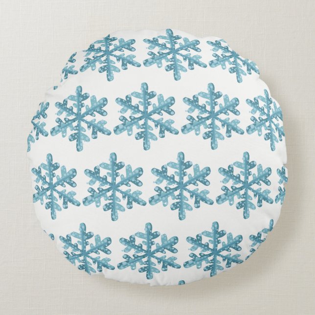 Jour de neige Bleu Flocon de neige Cosy Coussin ro (Devant)