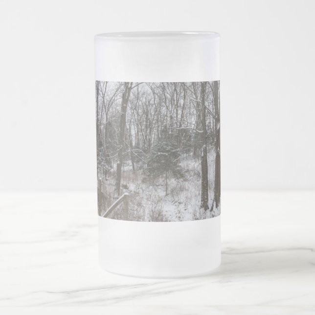 Jour de neige en bois Verre givrée Beer Mug (Centre)