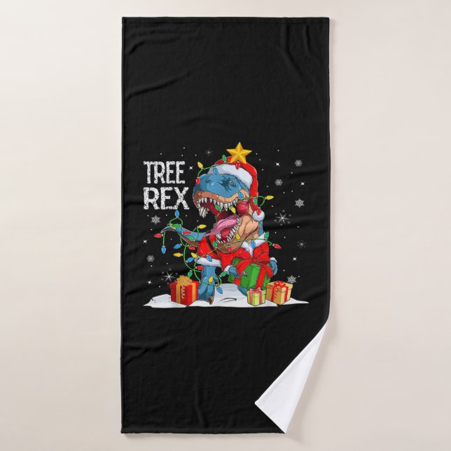 Jour de Noël Dinosaure Arbre Rex Pyjamas Hommes No (Serviette de bain)