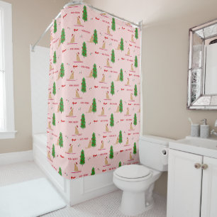 Jour de Noël d'or rideau de douche rose