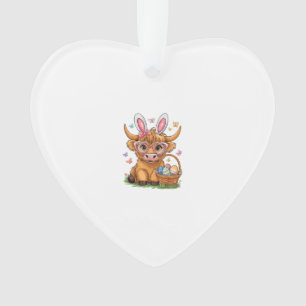 Jour de Pâques Vache des Highlands Lapin de Pâques