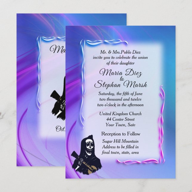 Jour des invitations de mariage aux ultraviolets m (Devant / Derrière)