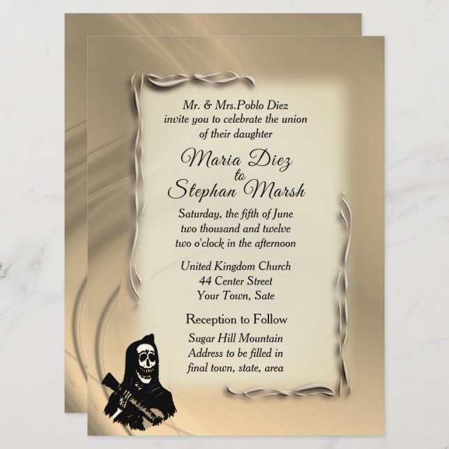 Jour des invitations de mariage mortes (Devant / Derrière)