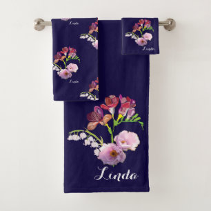 Jour des Mères Floral bleu Serviette de bain