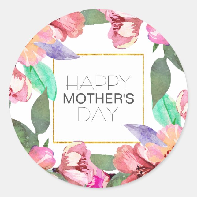 Jour des mères florales élégantes | Sticker (Devant)