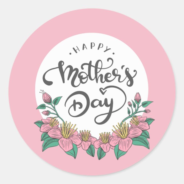 Jour des mères florales élégantes | Sticker (Devant)