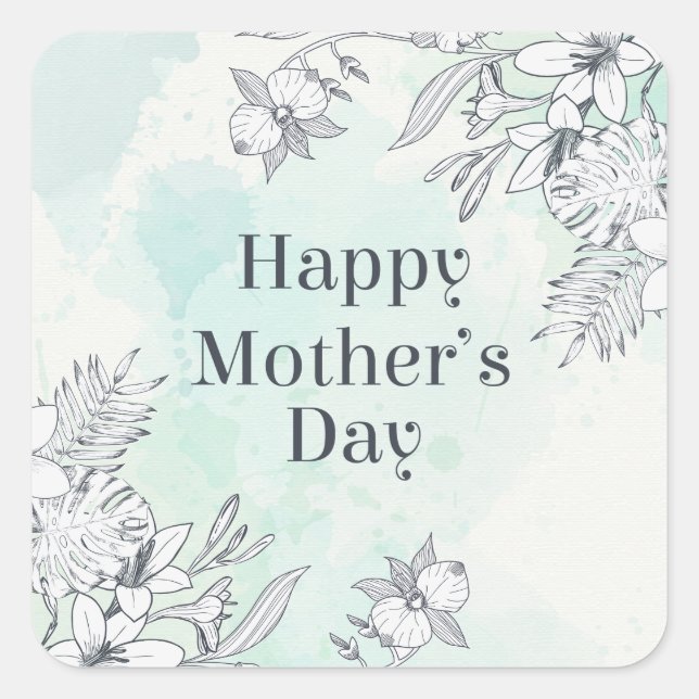 Jour des mères florales élégantes | Sticker (Devant)