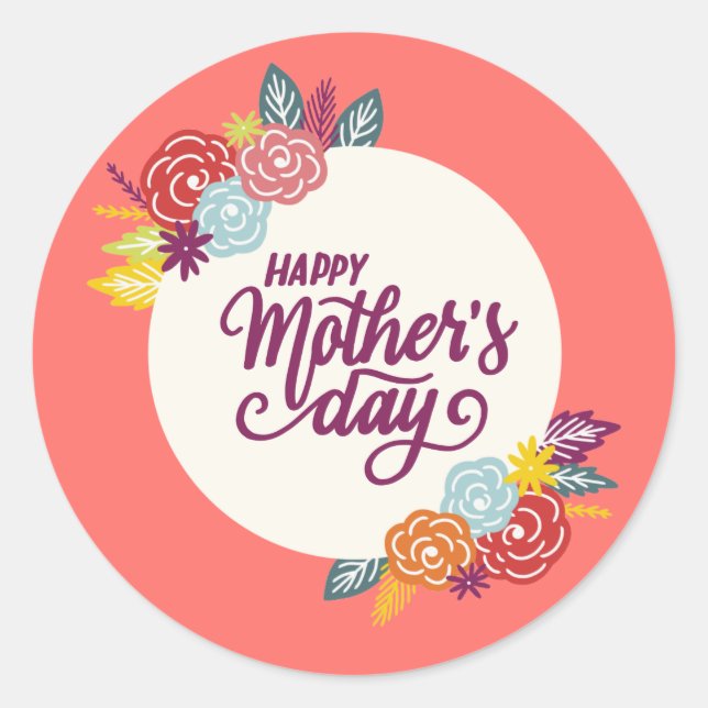 Jour des mères florales élégantes | Sticker (Devant)