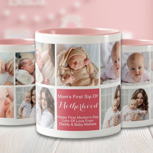 Jour des Mères - rose moderne Blush Photo Mug (Créateur téléchargé)
