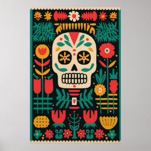Jour des Morts Impression de Crâne en Sucre Art Po