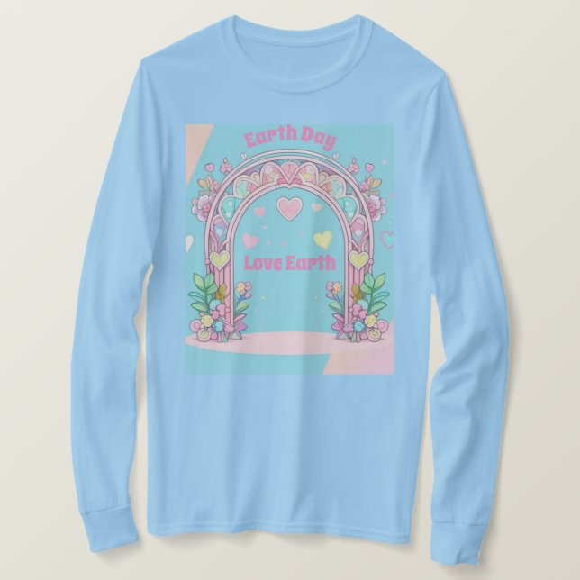 Jour des terres AI Art féminin T-shirt bleu clair (Design devant)
