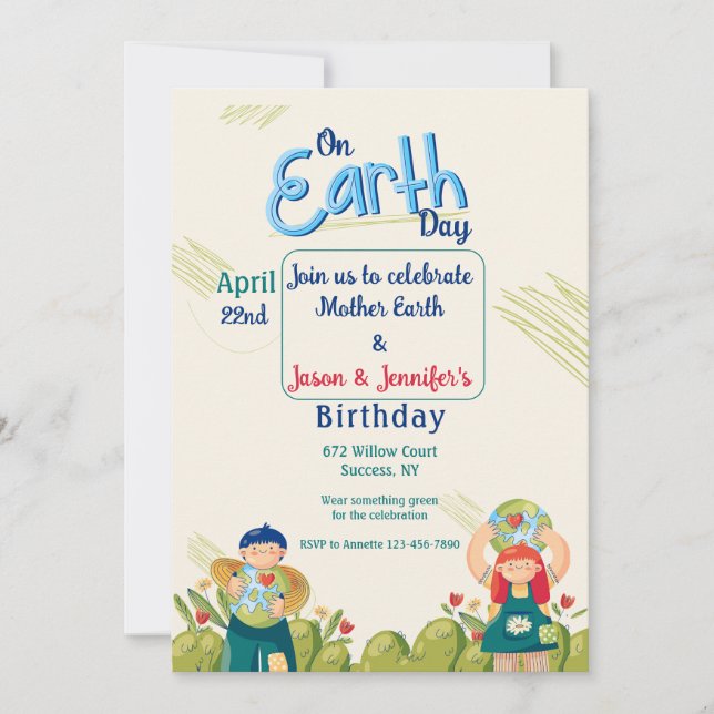 Jour des terres Anniversaire Fête Invitation (Devant)