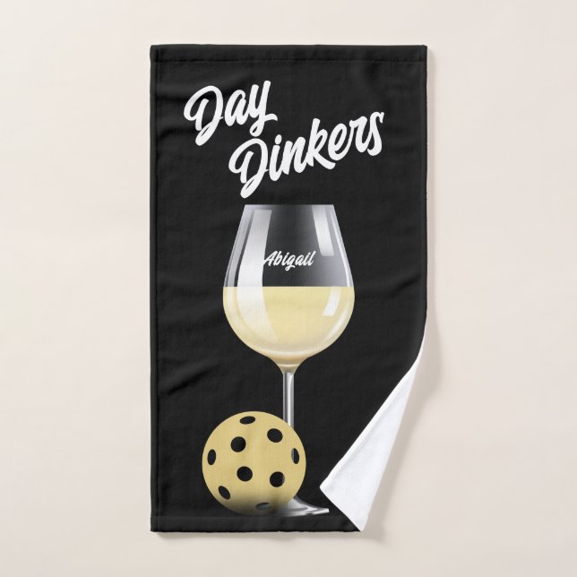 Jour Dinkers Pickleball Nom de l'équipe Vin blanc (Serviette à main)
