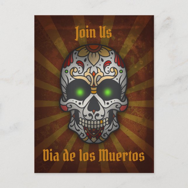 Jour du crâne de sucre mort | Carte postale Hallow (Devant)