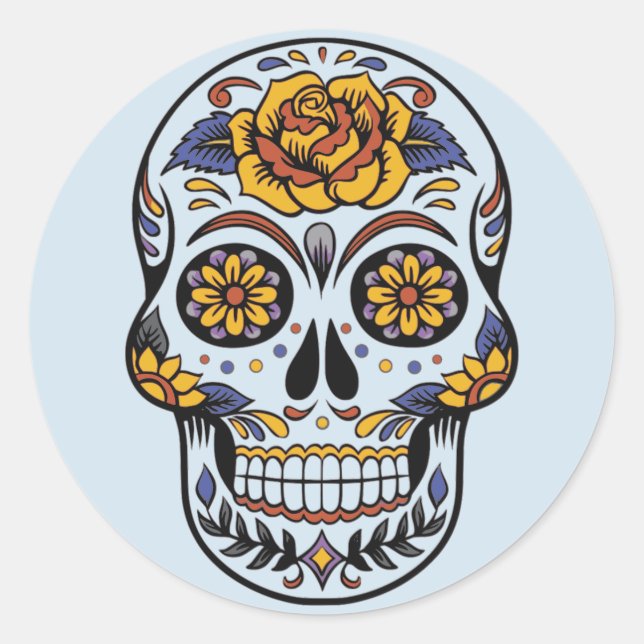 Jour Du Crâne Peint Mort Avec Stickers Roses (Devant)