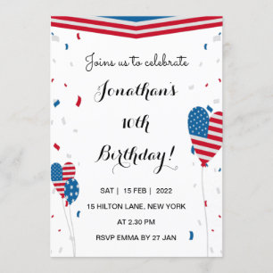 Jour du Président Anniversaire invitation USA