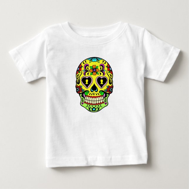 Jour du T-shirt bébé pour le crâne de sucre mort (Devant)
