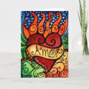 Jour flamboyant de coeur d'Amor du design de carte