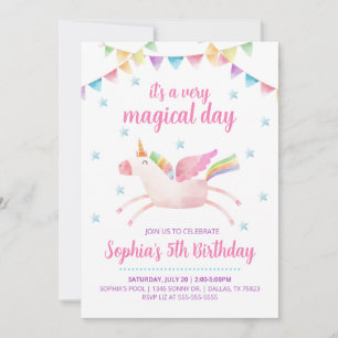 Jour magique Unicorn Invitations Anniversaire