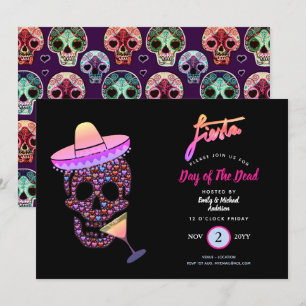 Jour moderne de la Fiesta morte Invitations rose n