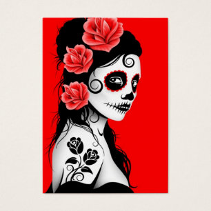 Jour rouge de la fille morte de crâne de sucre