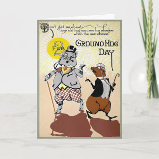 Jour vintage de marmotte avec carte de porc