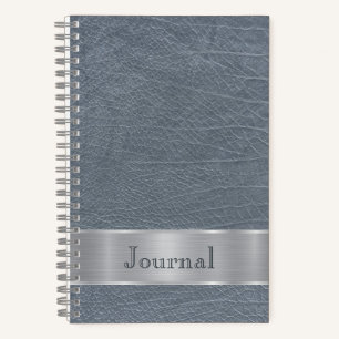 Journal à l'aspect cuir bleu gris