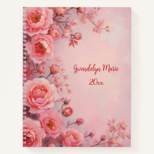 Journal à reliure spirale Roses roses roses d'été