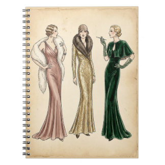 Journal à spirale d'art de mode vintage des années